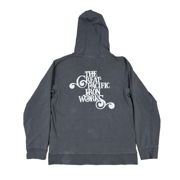 Patagonia Hoodie Men's Sz Small Gray Great Pacific Iron Works‎ Logo Outdoor - Picture 1 of 6